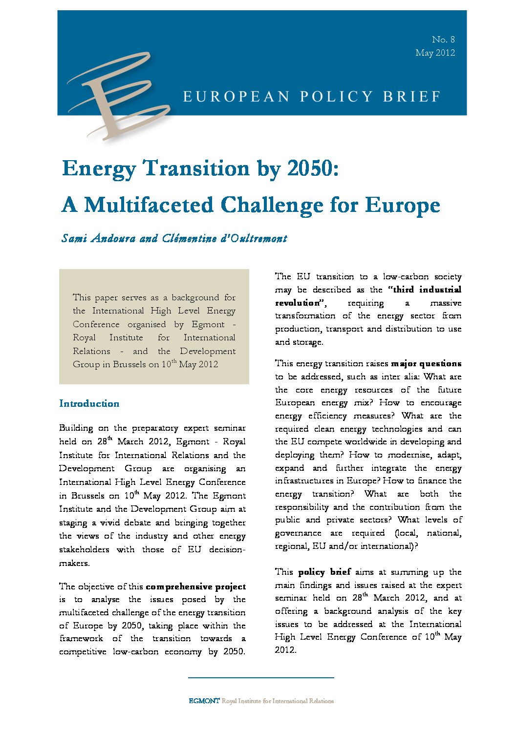 Energy Transition By 2050: A Multifaceted Challenge For Europe ...