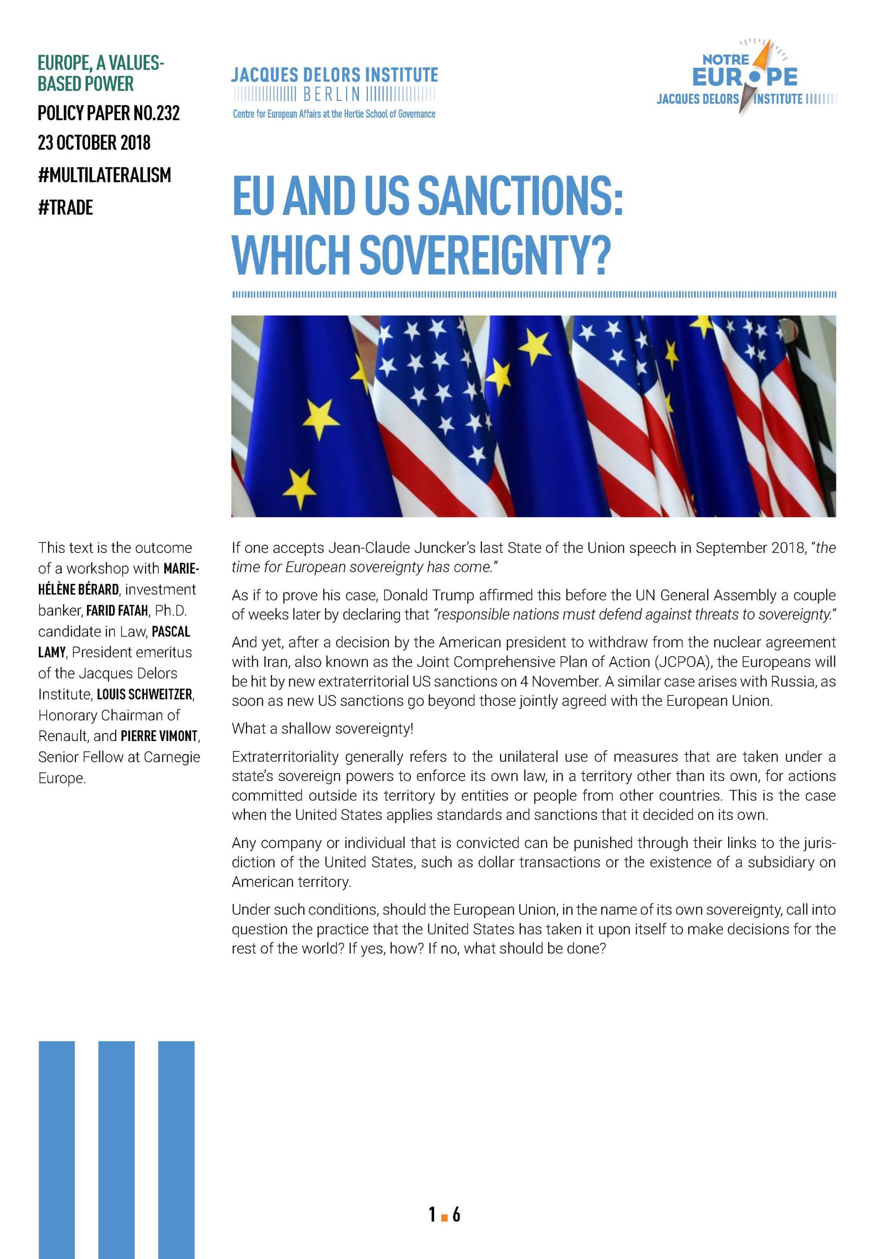 EU And US Sanctions: Which Sovereignty? - Institut Jacques Delors